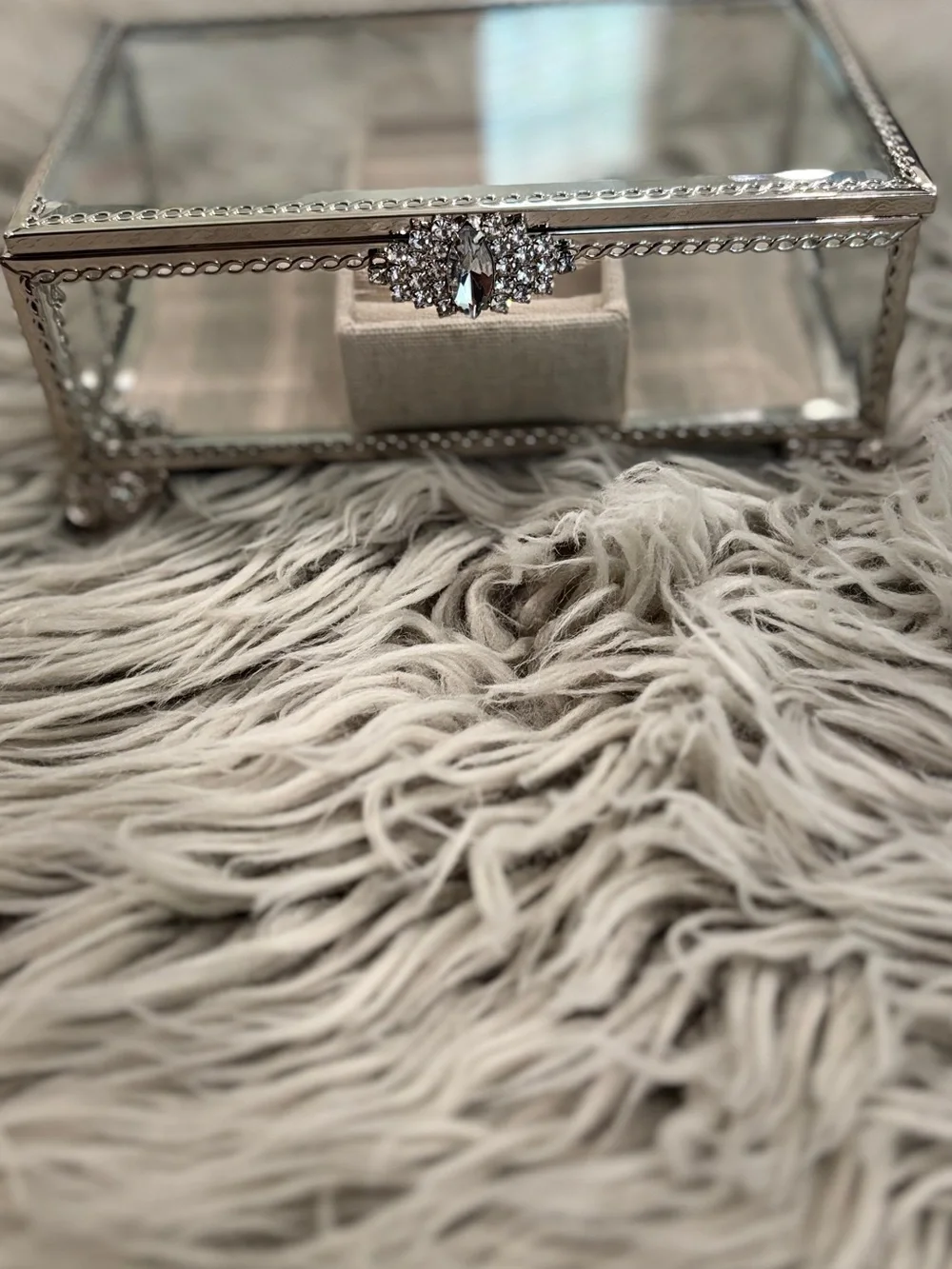 Luxury Diamond Encrusted Silver Jewelry Box